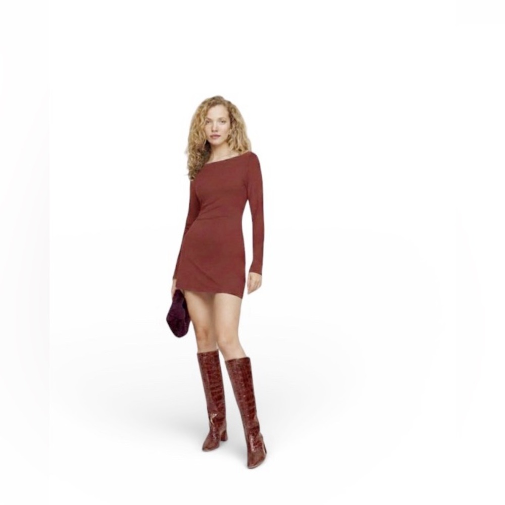 Reformation Jaelynn Knit Long Sleeve Dress Small